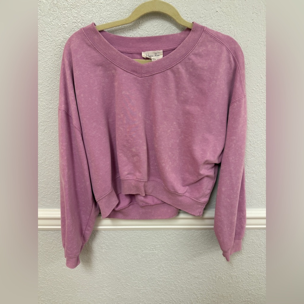 Cropped Pink Long-sleeve Pullover
